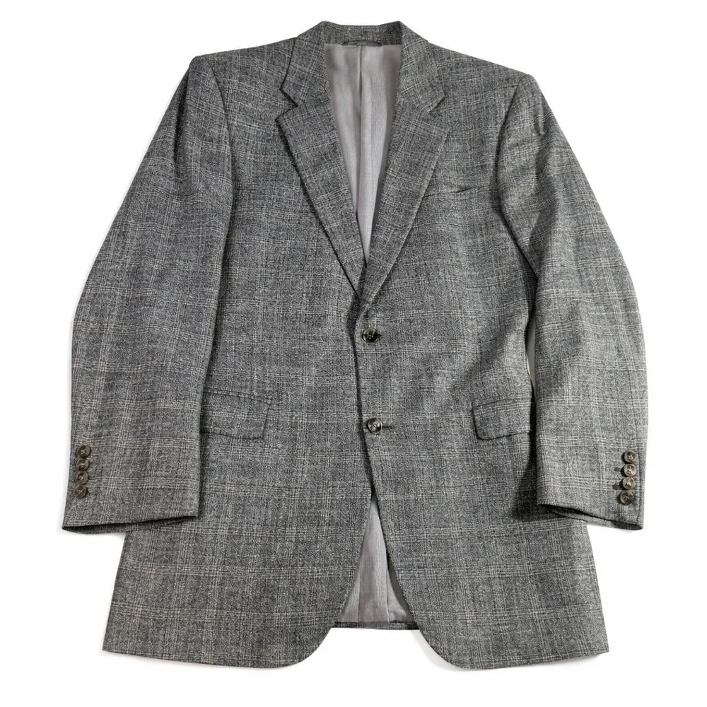 Jack Victor‎ Montreal Wool Blazer 43L Gray Plaid Sport Coat READ